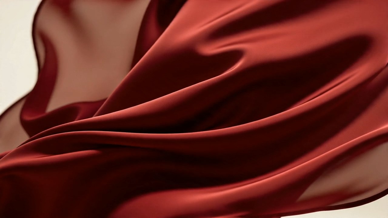 Crimson fabric in motion